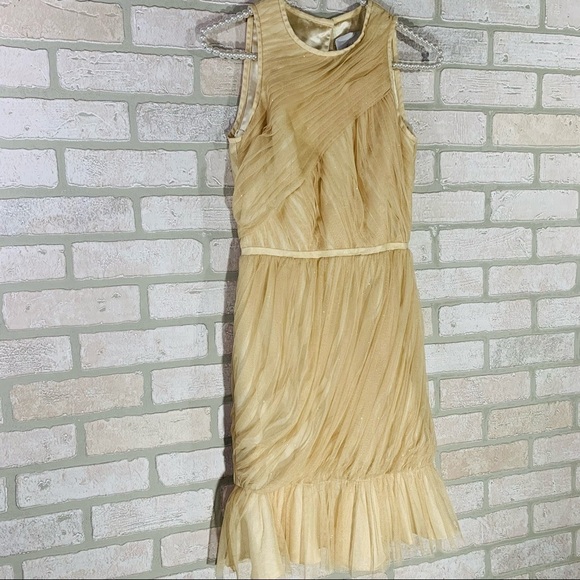 Jill Stuart Gold Tulle Riched Mini Cocktail Dress Size 0 - Picture 2 of 9